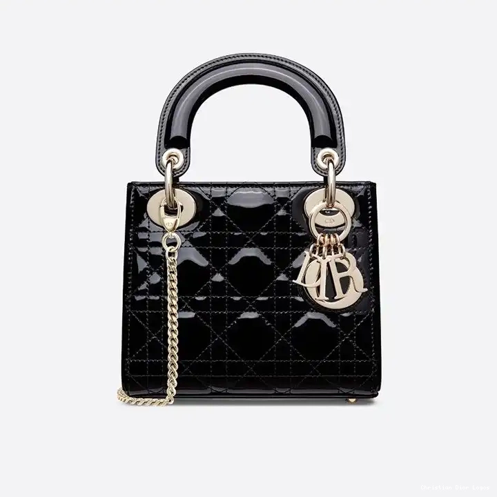 Lady Calfskin Patent Dior Mini Black Bag Cannage 0324 Luxury